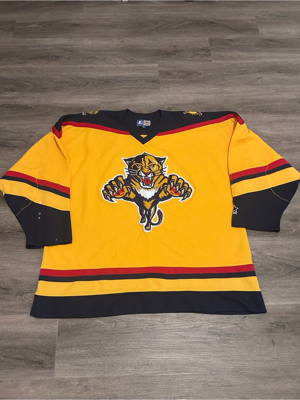 Florida Panthers Rare Vintage 90s Starter Yellow Hockey Jersey NHL Mens Size 3XL